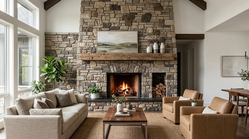 Creating a Striking Focal Point With a Carefully Designed Stone Fireplace