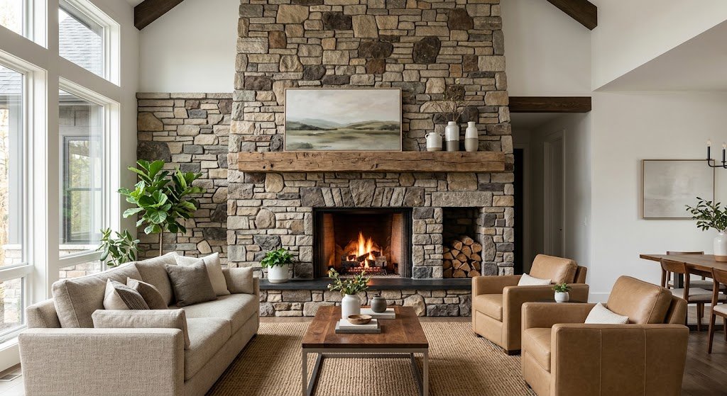 Creating a Striking Focal Point With a Carefully Designed Stone Fireplace